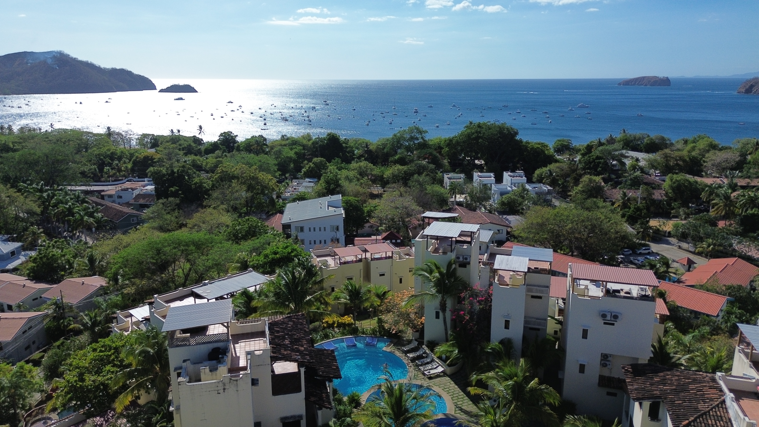Aerial view of Las Palmas community in Playas del Coco, Costa Rica