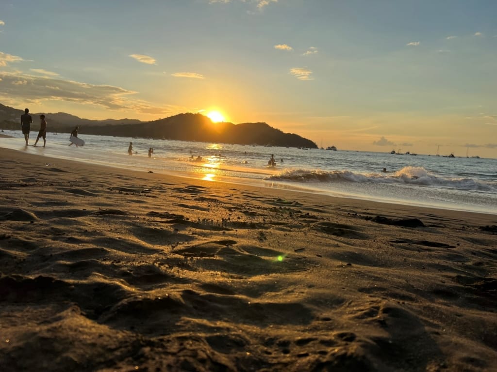 Sunset on Playas del Coco beach in Guanacaste, Costa Rica