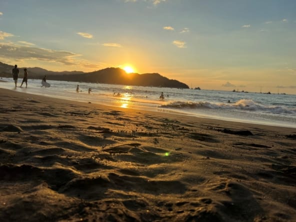 Sunset on Playas del Coco beach in Guanacaste, Costa Rica