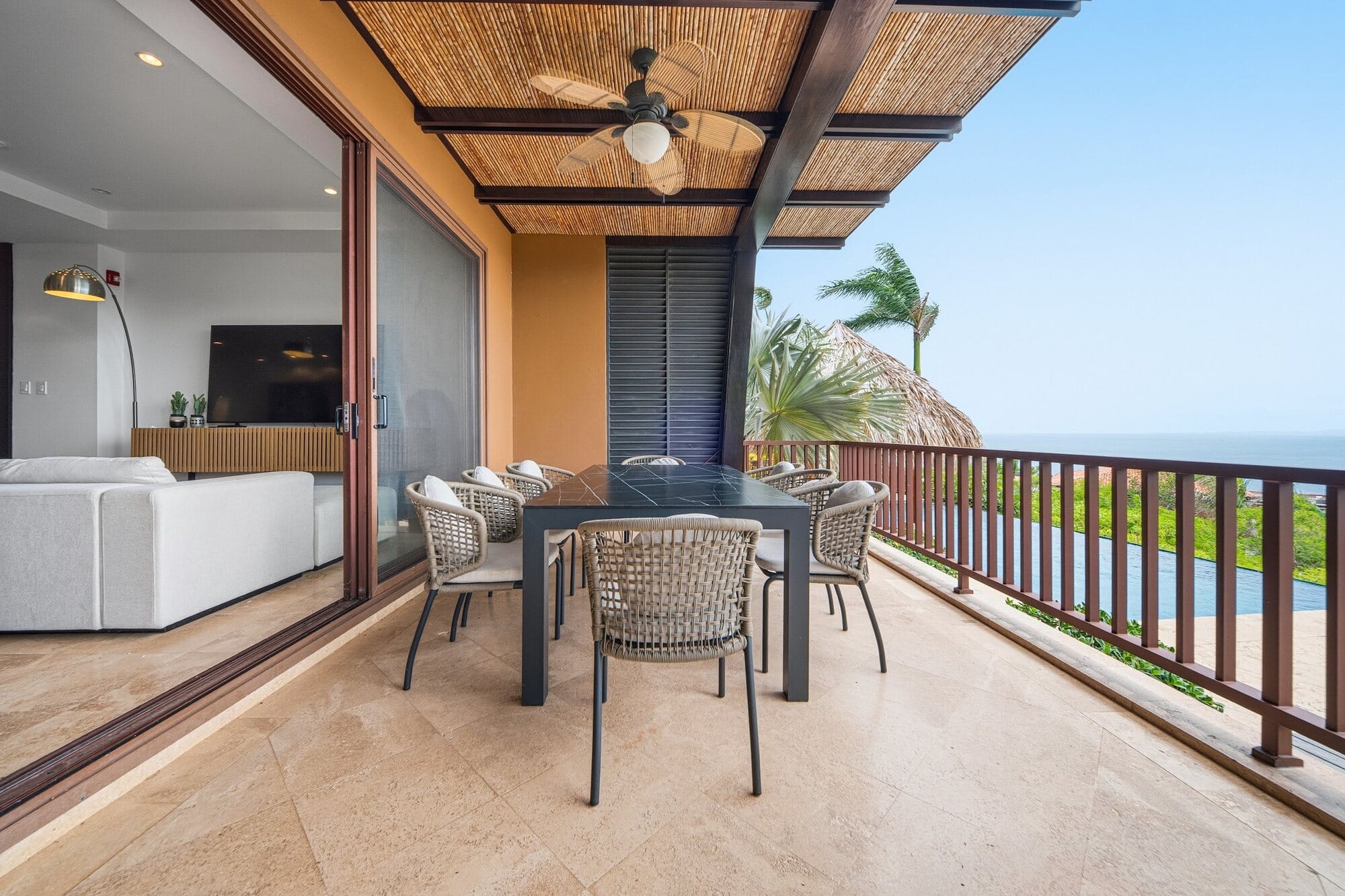 Covered ocean-view balcony at Azul Paraiso C8