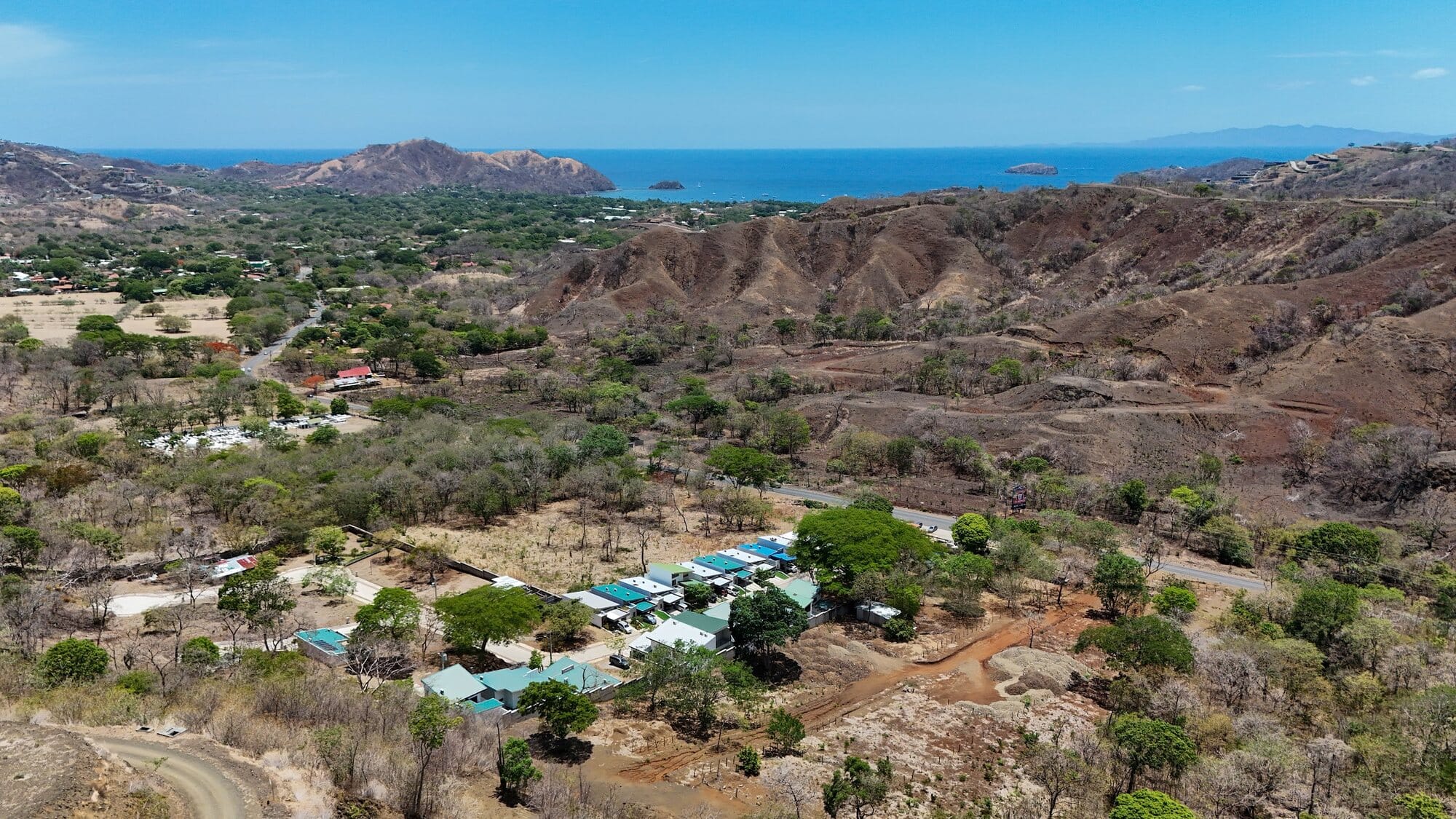 Aerial view toward Playas del Coco from Monte Hermoso
