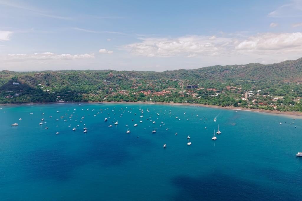 Aerial view of Playas del Coco bay