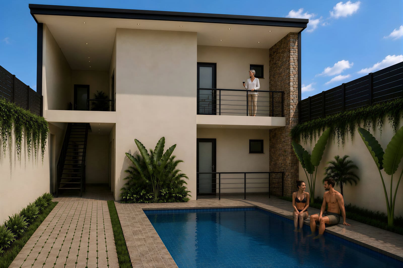 912 Flats shared swimming pool — architectural rendering