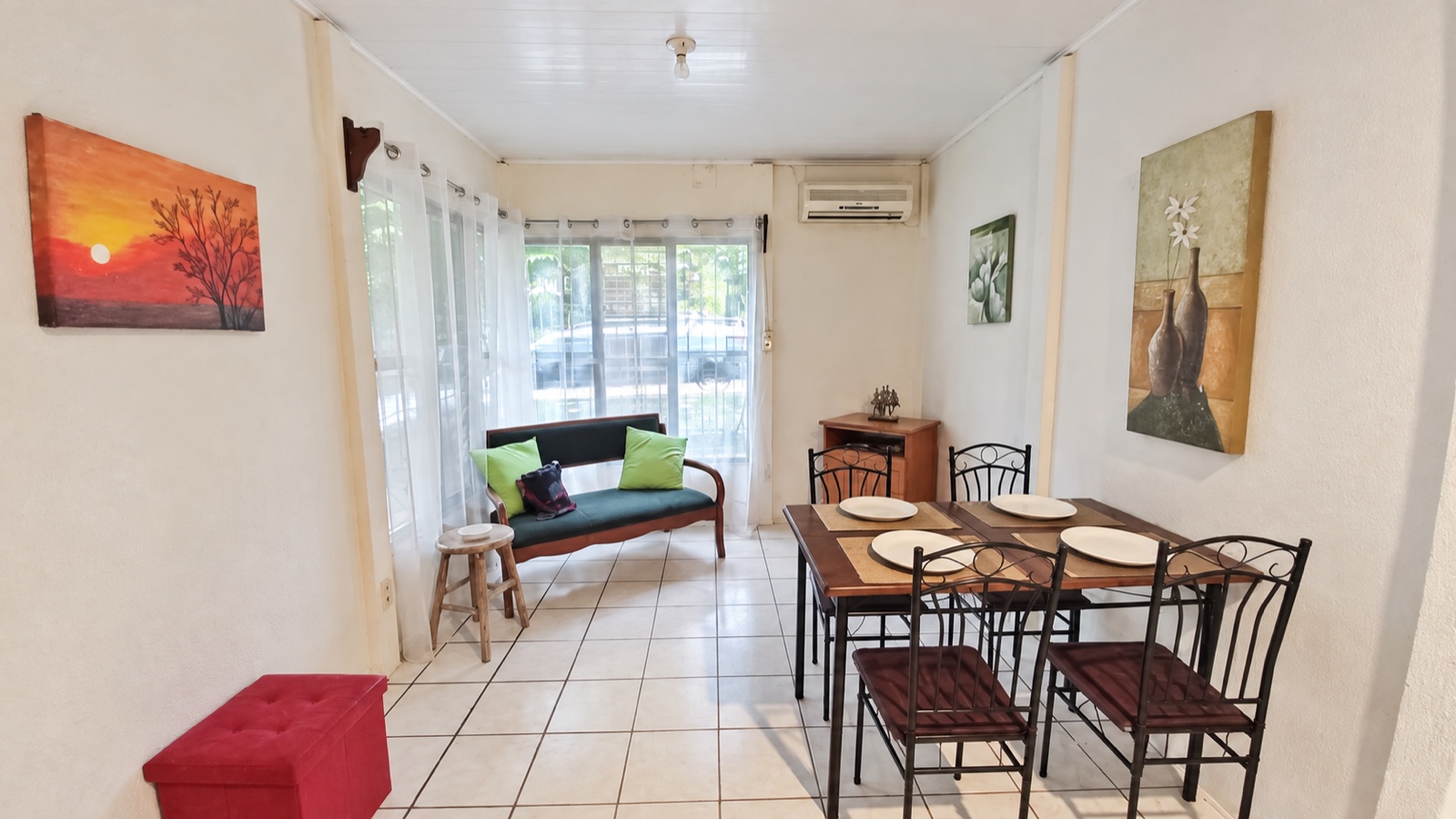 Wide view of the living and dining area at La Segovia Pool Home